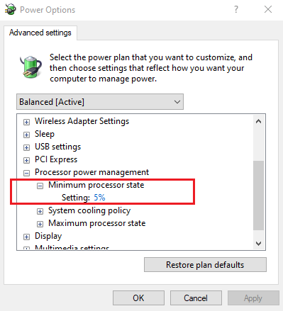 Set Minimum Processor State