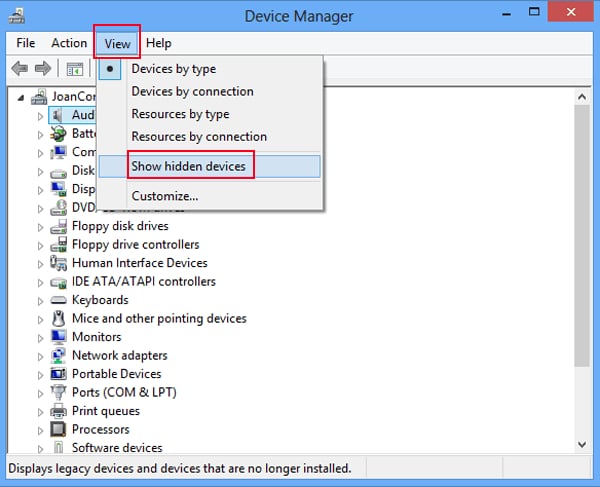 View Show Hidden Files in Device Manager