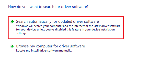 Search Automatically for Updated Driver Software