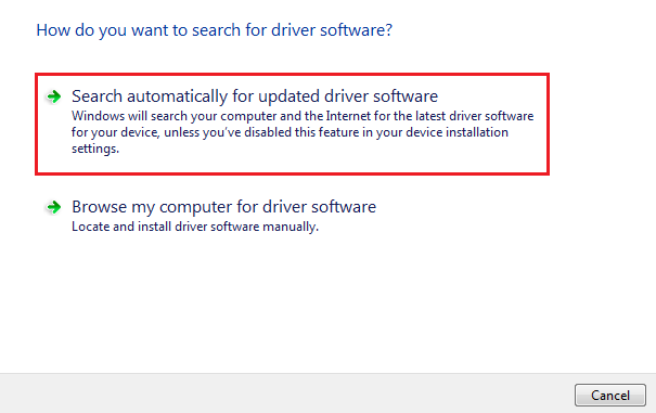 Search Automatically for Updated Driver Software