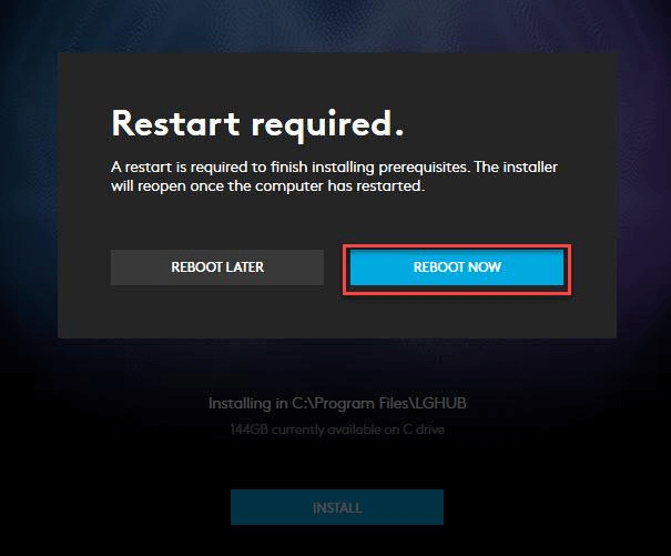 Choose Reboot Now Button for Sucessfully Install G910 Software