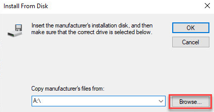 Browse Software file for Install From Disk