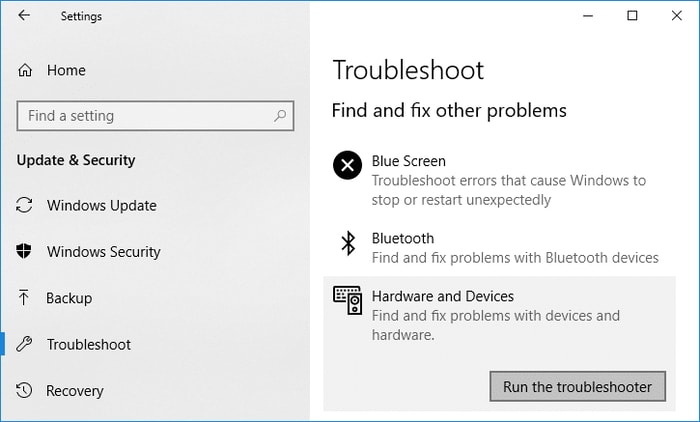 Type Troubleshoot in Window Setting