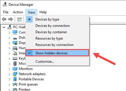 View Show Hidden Device in Device Manager