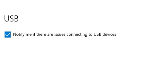 Notify me if there are issues connecting to USB devices