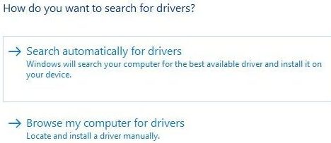 Select Search Automatically for Drivers Option