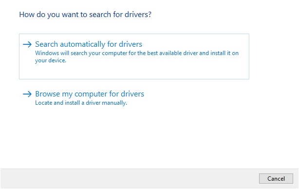 Select Search Automatically for Drivers Option