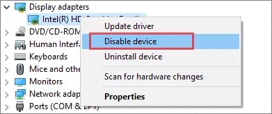 Disable Graphic Device Driver
