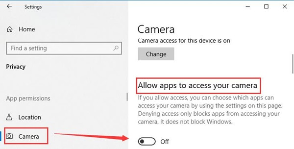 Allow Camera Access for the Camera Application