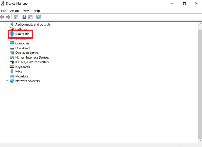 Select Bluetooth devices in Device Manager