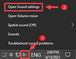 Click on Open sound settings