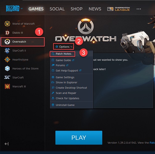 Select the overwatch and Click on options
