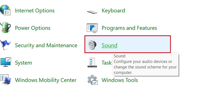 Click on the sound option
