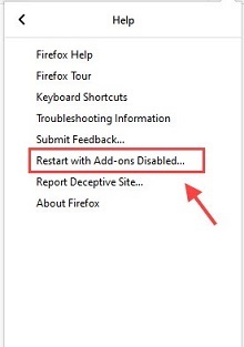 Open Restart with the add-ons disabled option
