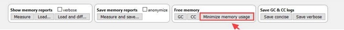 Click on Minimum memory usage