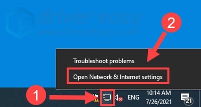 Choose the Network and Internet settings option