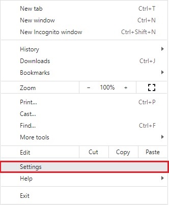 Click on Settings in browser
