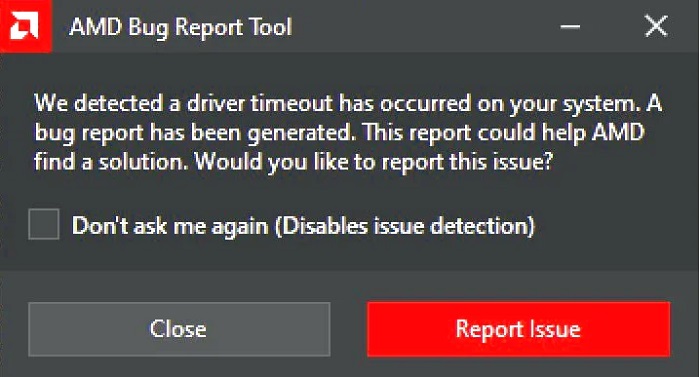 AMD driver timeout error