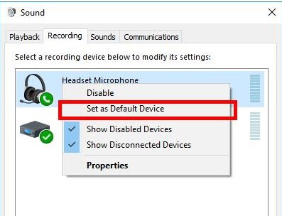 Set as Default Device
