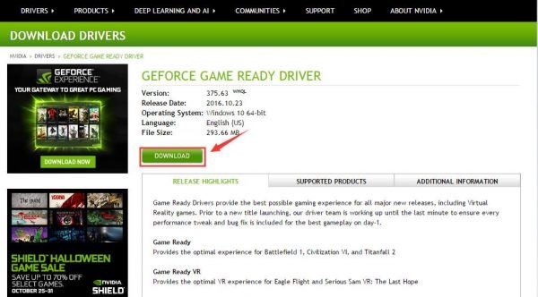 geforce gtx 1060 driver download windows 10