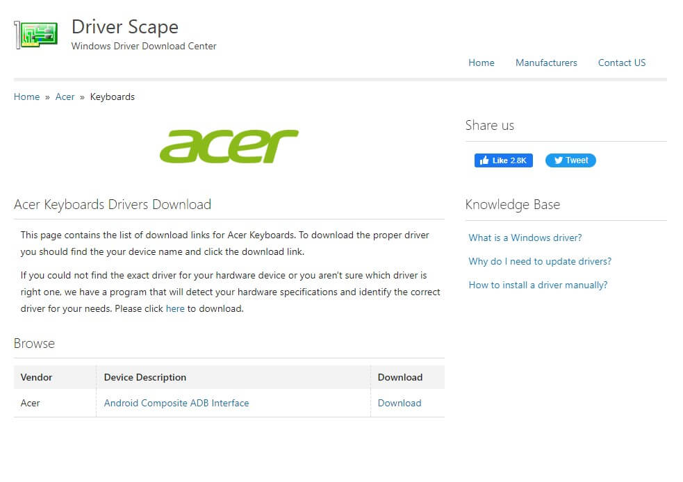 acer keyboard driver download windows 8