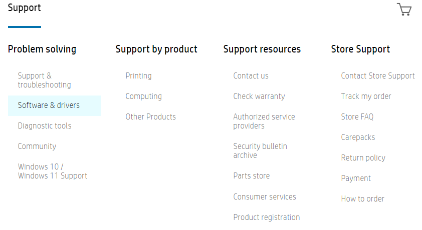 Visit HP’s Support Page and and select Software & drivers