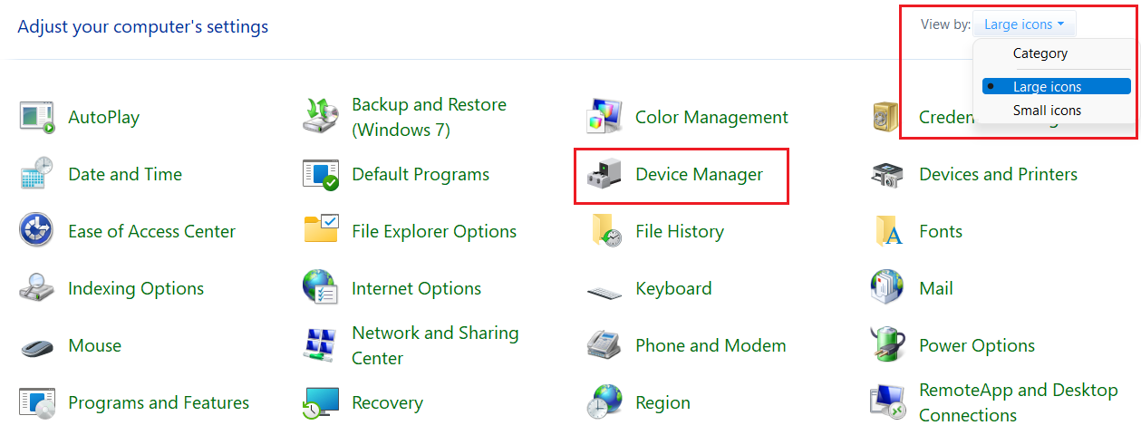 Device Manager tool