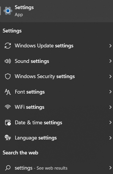 Open Windows Settings by searching it in the Start menu’s search bar