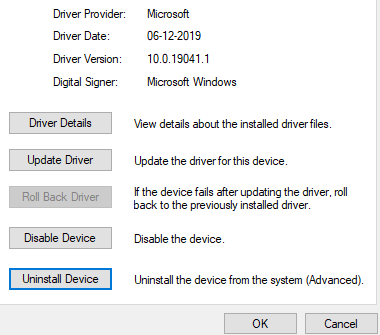 Uninstall device button