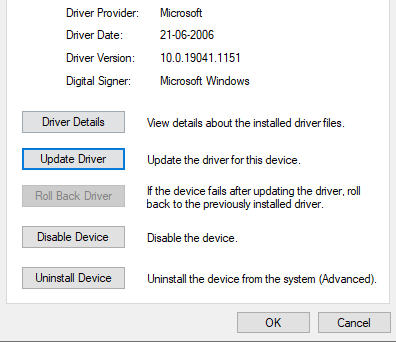 Update Drivers button