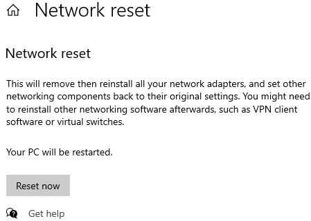 Network reset button
