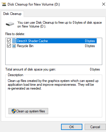 click the ‘Cleanup system files