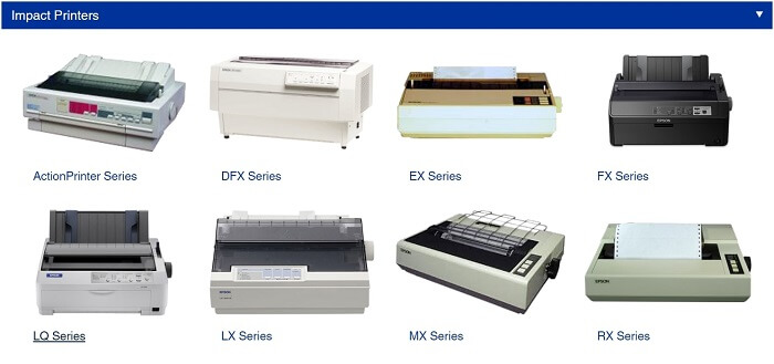 Click on the LQ series printers to proceed further