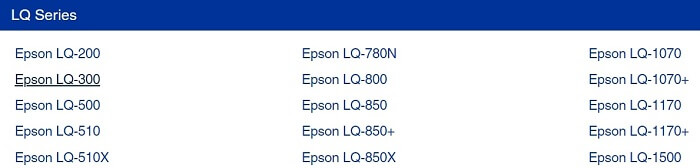 choose the Epson LQ-300 option